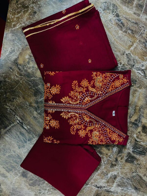 Vishpra women's maroon printed cotton kurta - Image 11