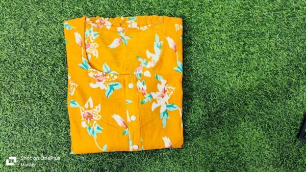 Vishpra Printed Lotus Flower Cotton Middi Gown Dress - Image 6